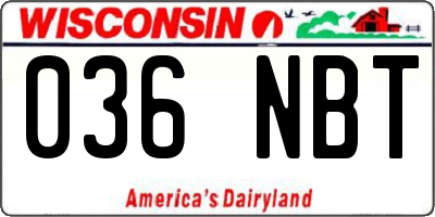 WI license plate 036NBT