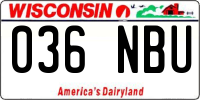 WI license plate 036NBU