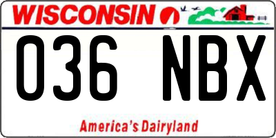 WI license plate 036NBX