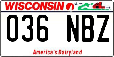 WI license plate 036NBZ