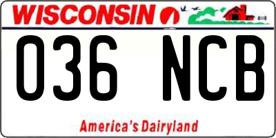 WI license plate 036NCB