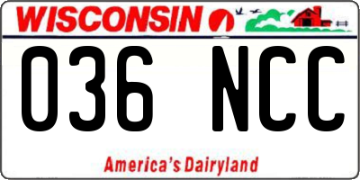 WI license plate 036NCC