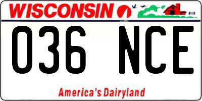WI license plate 036NCE