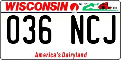 WI license plate 036NCJ