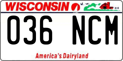 WI license plate 036NCM