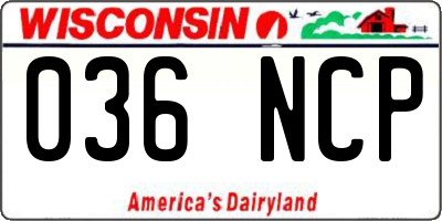 WI license plate 036NCP
