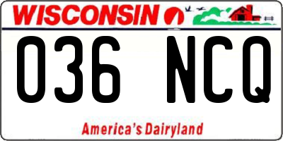WI license plate 036NCQ