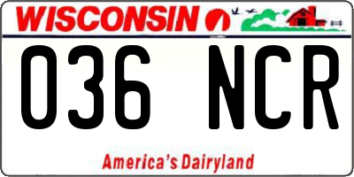 WI license plate 036NCR