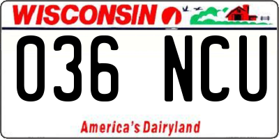 WI license plate 036NCU