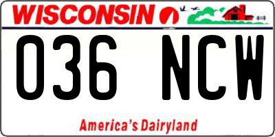 WI license plate 036NCW