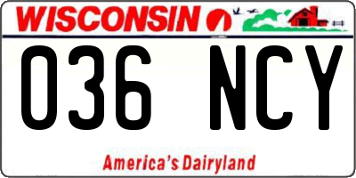 WI license plate 036NCY