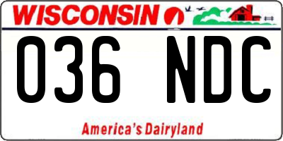 WI license plate 036NDC