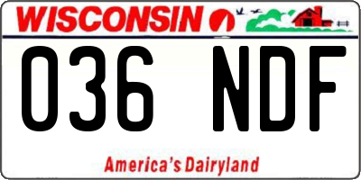 WI license plate 036NDF