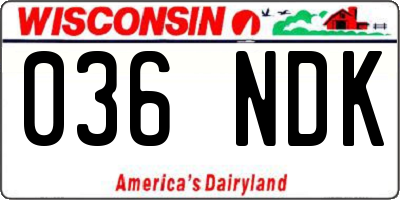 WI license plate 036NDK