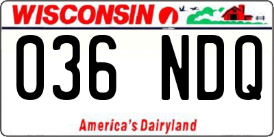 WI license plate 036NDQ