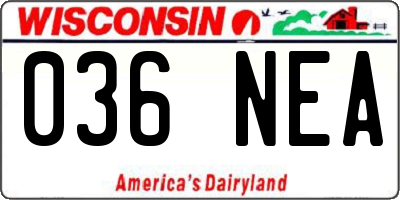 WI license plate 036NEA