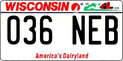 WI license plate 036NEB
