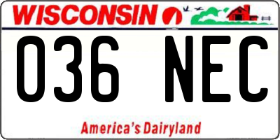 WI license plate 036NEC