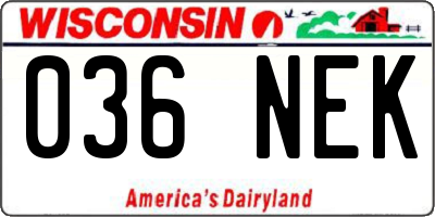 WI license plate 036NEK