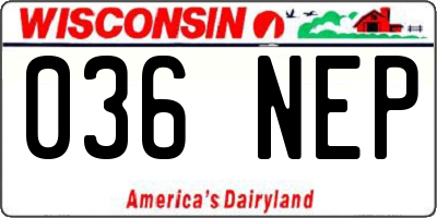 WI license plate 036NEP