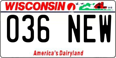 WI license plate 036NEW