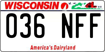 WI license plate 036NFF