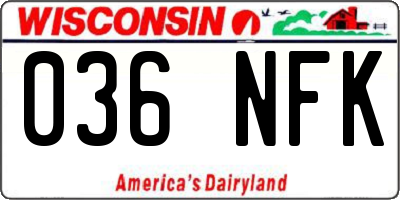 WI license plate 036NFK