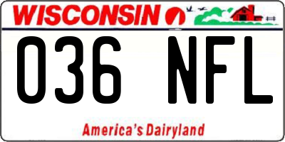 WI license plate 036NFL
