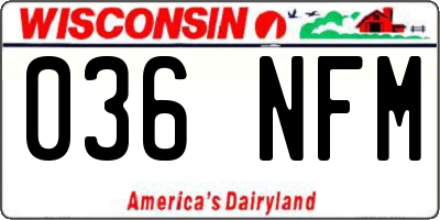 WI license plate 036NFM