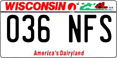 WI license plate 036NFS