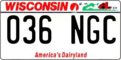 WI license plate 036NGC