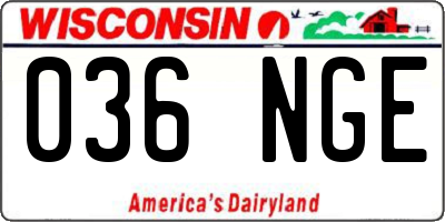 WI license plate 036NGE