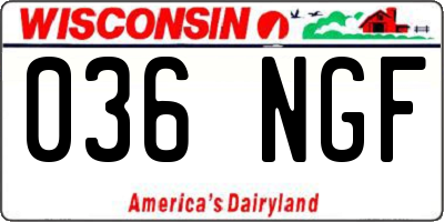 WI license plate 036NGF