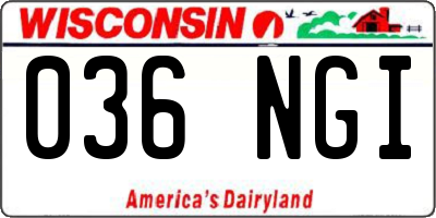 WI license plate 036NGI