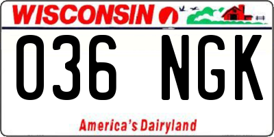 WI license plate 036NGK