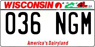 WI license plate 036NGM