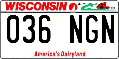 WI license plate 036NGN
