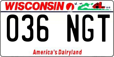 WI license plate 036NGT