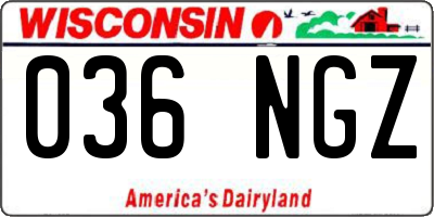 WI license plate 036NGZ