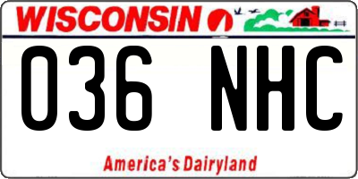 WI license plate 036NHC