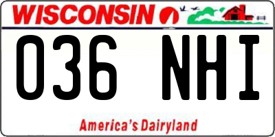 WI license plate 036NHI