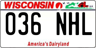 WI license plate 036NHL
