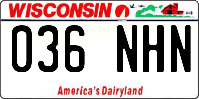 WI license plate 036NHN