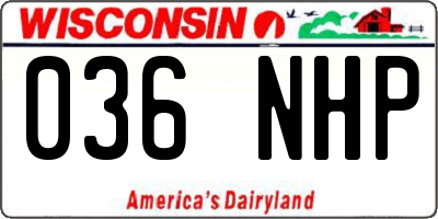 WI license plate 036NHP