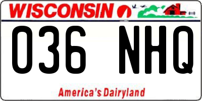 WI license plate 036NHQ