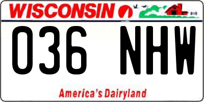 WI license plate 036NHW