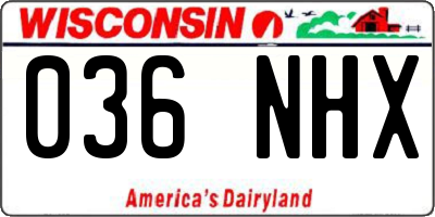 WI license plate 036NHX