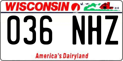 WI license plate 036NHZ