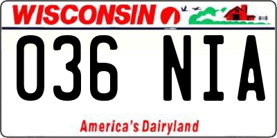 WI license plate 036NIA