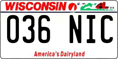 WI license plate 036NIC